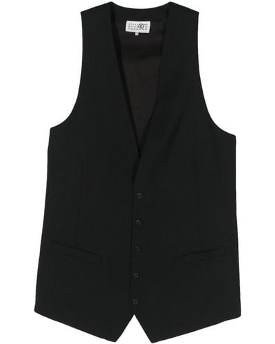 MM6 by Maison Martin Margiela Long Pointed Vest With Lacing - Black