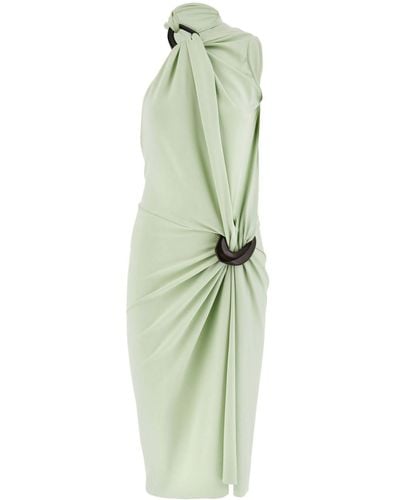 Ferragamo Gathered Jersey Dress - Green