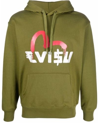 Evisu Logo-print Long-sleeve Hoodie - Green
