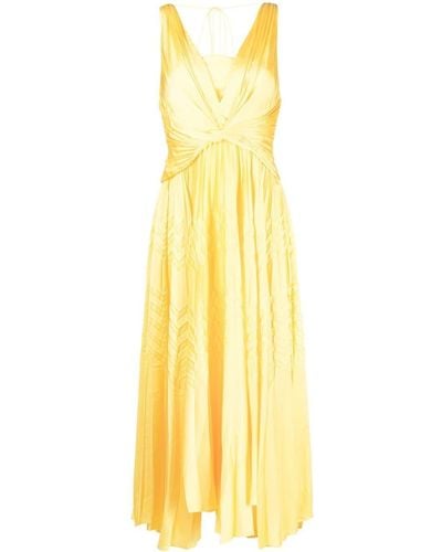 Acler Bettencourt Pleated Satin Midi Dress - Yellow