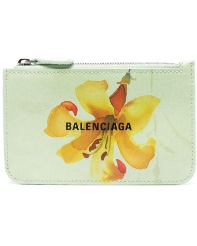 Balenciaga Floral Logo-print Pouch - Yellow