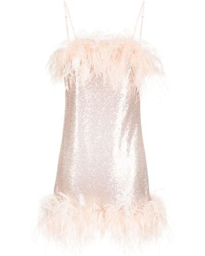 Gilda & Pearl Feather-trim Mini Dress - Pink