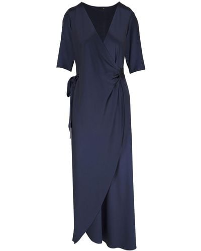 Peter Cohen V-neck Silk Dress - Blue