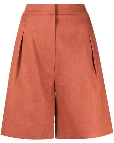 In the mood for love Pressed-crease Linen Shorts - Orange