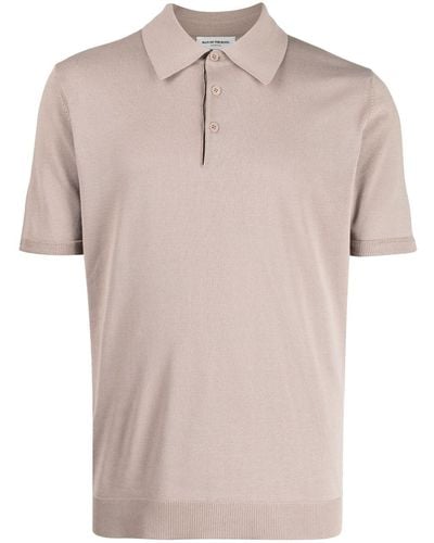 MAN ON THE BOON. Short-sleeve Knitted Polo Shirt - Natural