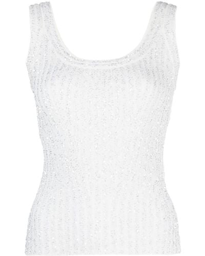 Missoni Sequin-embellished Ribbed Top - White