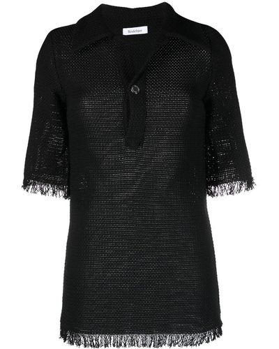 Rodebjer Crochet-knit Polo Shirt - Black