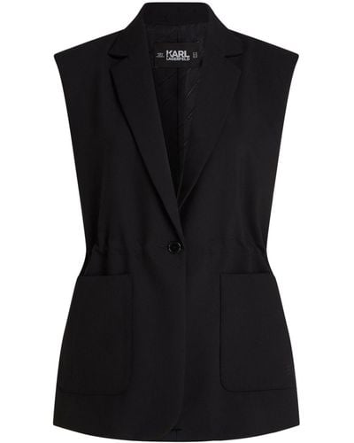 Karl Lagerfeld Drawstring-waist Tailored Gilet - Black