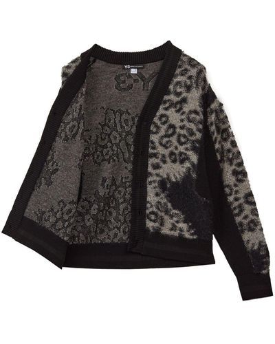 Y-3 Leopard-print Button-up Cardigan - Black