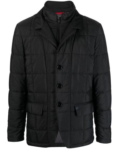 Fay Notched-lapels Quilted Jacket - Black