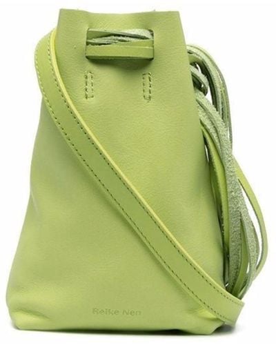 Reike Nen Mini Fringed Calf Leather Bucket Bag - Green