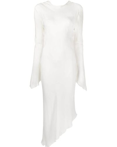Matériel Asymmetric Backless Sheer Dress - White