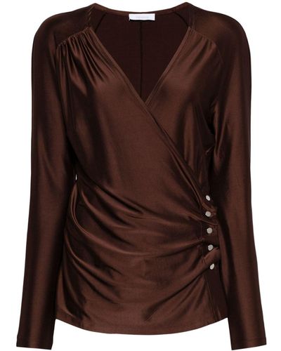 Rabanne Satin Ruched Blouse - Brown