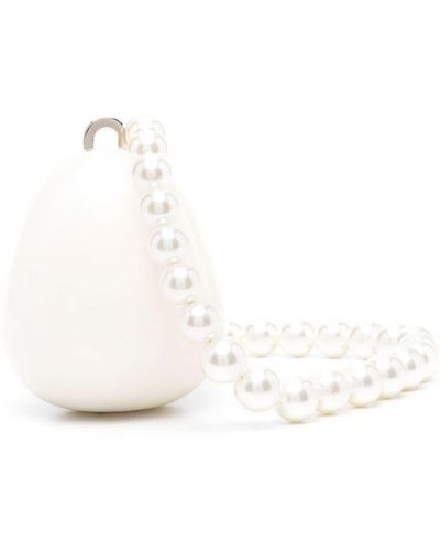 Simone Rocha Borsa nano egg con tracolla in perle - Bianco