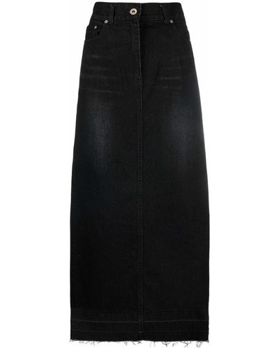 Sacai High-waisted Maxi Denim Skirt - Black