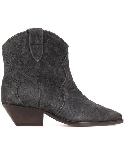 Isabel Marant Dewina Boots Used Look Velvet Faded Black - Grau