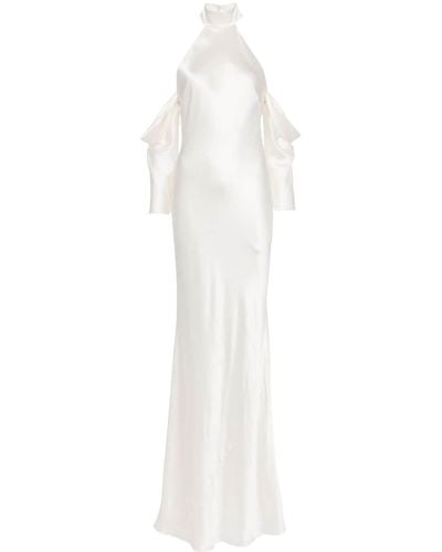 Michelle Mason Neckholder-Abendkleid aus Seide - Weiß