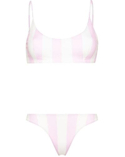 Mc2 Saint Barth Gestreifter Judy Bikini - Weiß