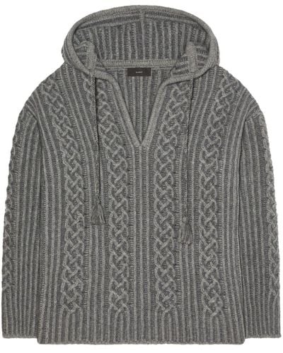 Alanui Riding The Waves Cable-knit Hoodie - Grey
