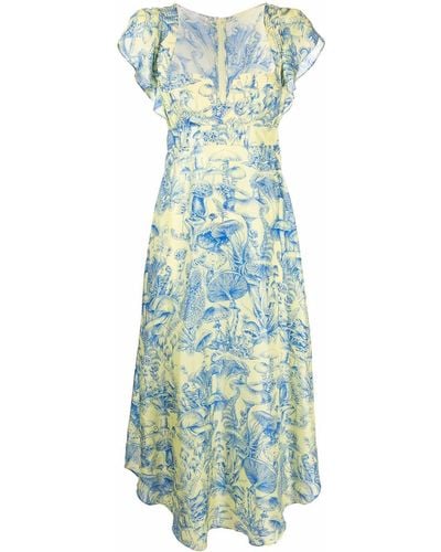 Stella McCartney Midi-jurk Met Print - Blauw