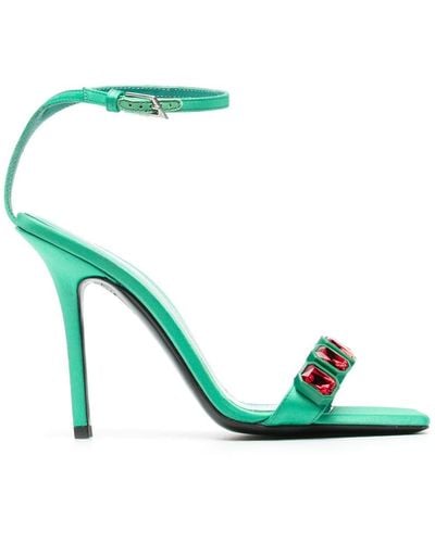 The Attico 115mm Crystal-embellished Sandals - Green