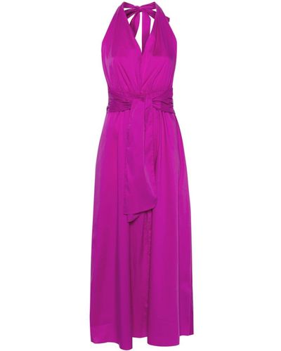 Liu Jo Halterneck Poplin Midi Dress - Purple