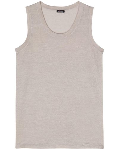 Kiton Silk-blend Knitted Top - Gray