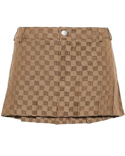 MISBHV Monogram-jacquard Pleated Miniskirt - Brown