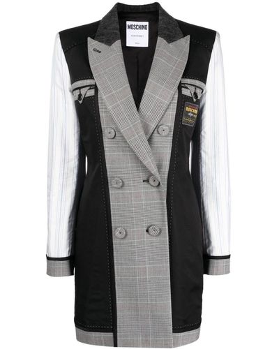 Moschino Double-breasted Panelled Coat - Black
