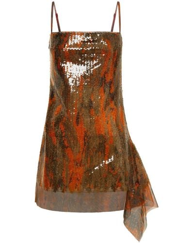 Dion Lee Vertical Horizon Sequin-embellished Mini Dress - Brown