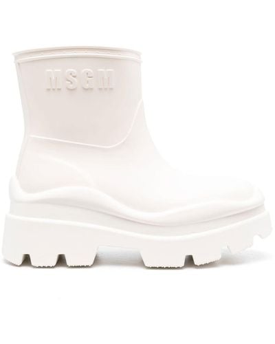 MSGM Ridged-rubber Sole Boots - White