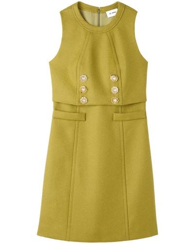 St. John Woll-Minikleid mit Zierknöpfen - Gelb