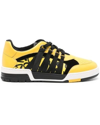 Moschino Strap-detailing Leather Trainers - Yellow