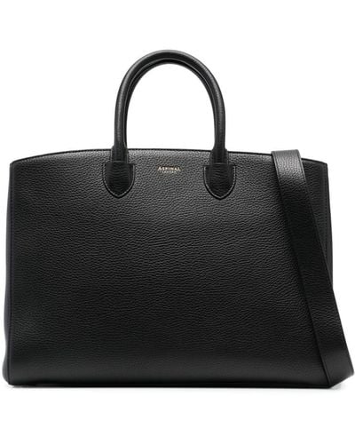 Aspinal of London Madison Pebbled-leather Tote Bag - Black