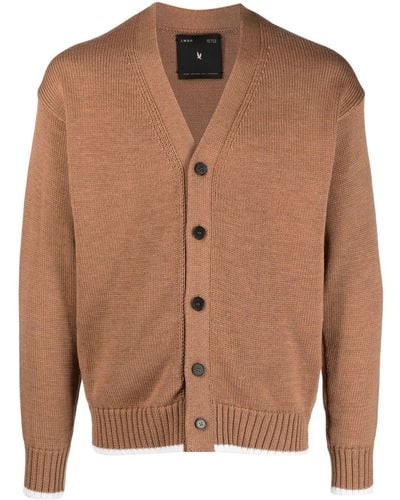 Low Brand V-neck Merino Wool Cardigan - Brown