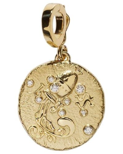 Azlee Colgante Aquarius Coin en oro amarillo de 18 ct - Metálico