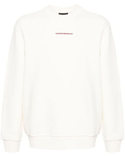 Emporio Armani Logo-embroidered Cotton Sweatshirt - White