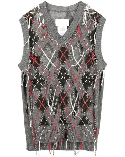 Maison Margiela Cut-out Knitted Tank Top - Grey