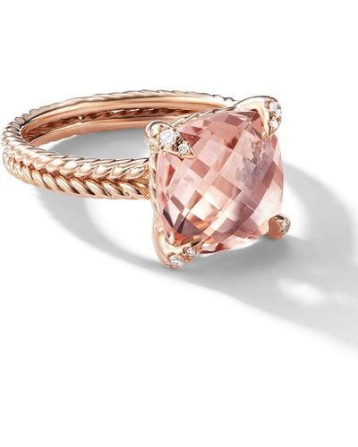 David Yurman Anillo Chatelaine en oro rosa de 18kt con diamante y morganita