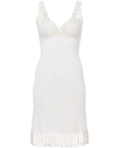 Proenza Schouler Embroidered-detail Ribbed-knit Dress - White