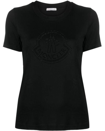 Moncler T-shirt Verfraaid Met Kristallen - Zwart