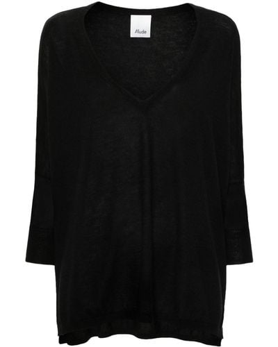 Allude V-neck Cashmere Sweater - Black