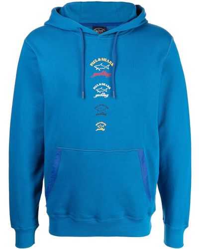 Paul & Shark Logo-print Pullover Hoodie - Blue