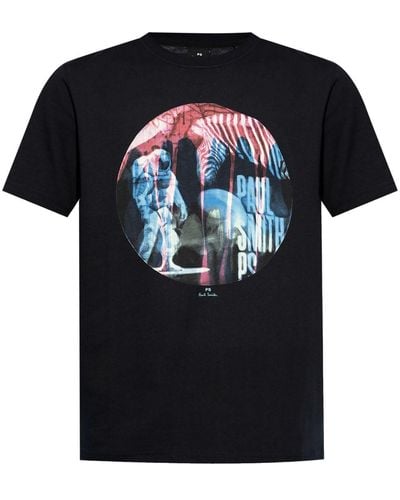 PS by Paul Smith Astronaut-print Cotton T-shirt - Black