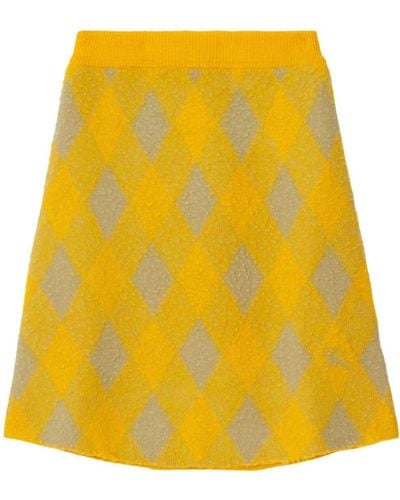 Burberry Wool Check Mini Skirt - Yellow