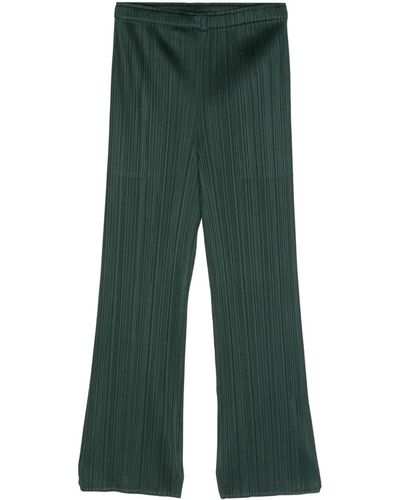 Pleats Please Issey Miyake Plissé-effect Slim-cut Trousers - Green