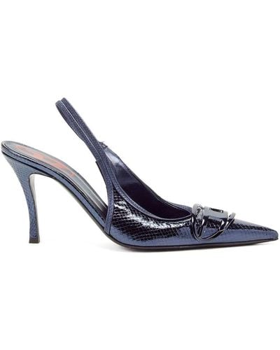 DIESEL D-venus 80mm Leather Slingback Court Shoes - Blue