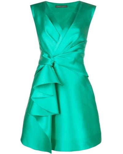 Alberta Ferretti Ruffle-detail Silk Dress - Blue