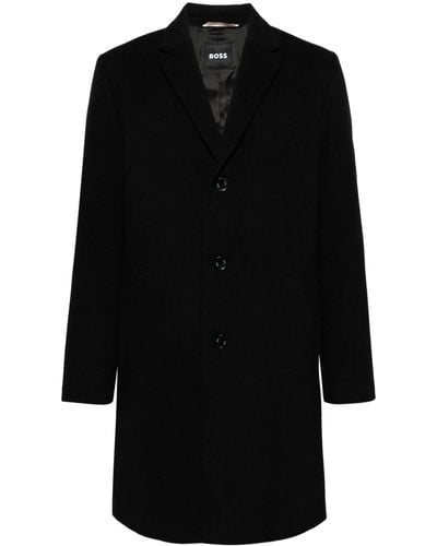 BOSS Manteau droit à simple boutonnage - Noir