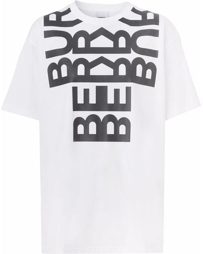 Burberry Camiseta oversize con logo estampado - Blanco